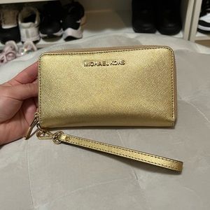 SOLD Micheal Kors Gold Wallet with Detachable Strap